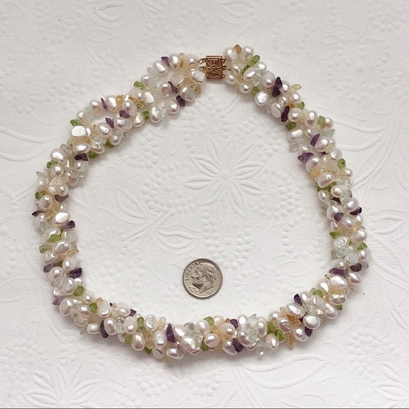 Ross-Simons 14kt Gold Cultured Pearl Gemstone Torsade Necklace - Picture 13 of 16